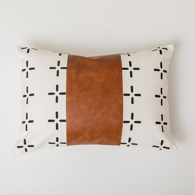 Home decoration Pillow Cover Cushion Cover 45x45cm/35x50cm Brown Faux Leather Cotton  For Couch Bed Living Room Bed Room