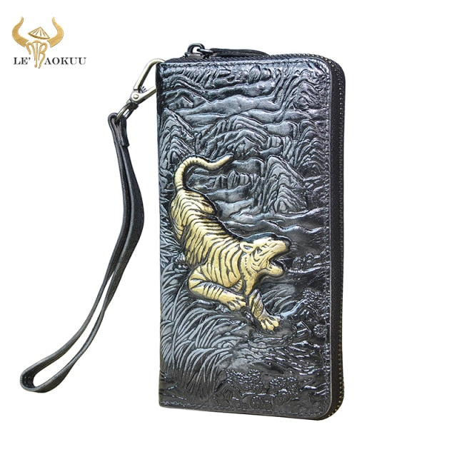 Luxury Brand Male Quality leather Fashion Card Holder Checkbook Zipper Around Organizer Wallet Purse Design Clutch Handbag 1016