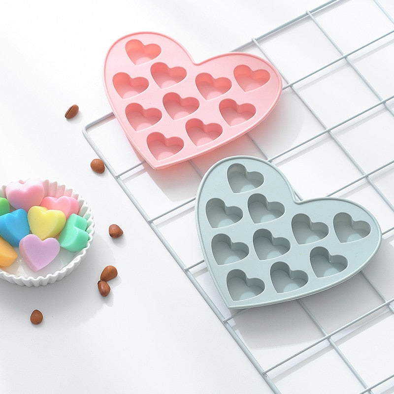 10 plaid heart-shaped silicone mold soft candy cake chocolate mold DIY baking tools silicone ice machine kitchen aid accessories