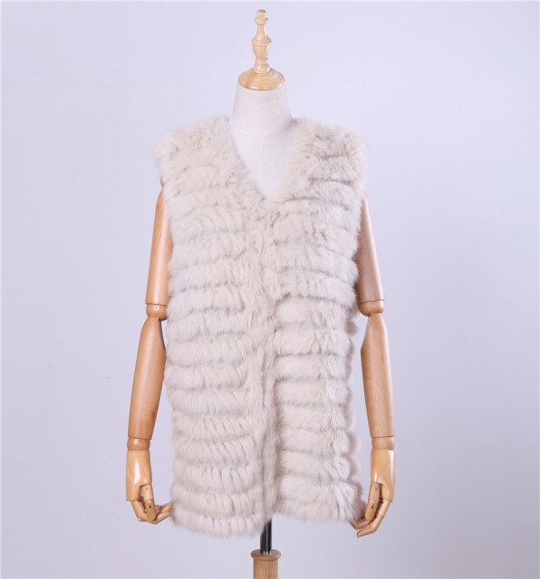 2020 New Women's Genuine Rabbit Fur Vest Hand Knitted Fur Gilet Lady Natural Fur Waistcoat Sleeveless Real Fur Coat Jacket