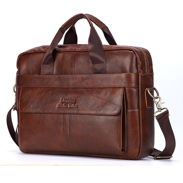 Men Genuine Leather Handbags Casual Leather Laptop Bags Male Business Travel Messenger Bags Men's Crossbody Shoulder Bag - Shop 24/777