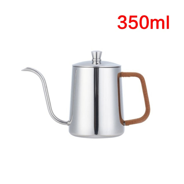 Drip Kettle 350ml 600ml Coffee Tea Pot Non-stick Coating Food Grade Stainless Steel Gooseneck Drip Kettle Swan Neck Thin Mouth