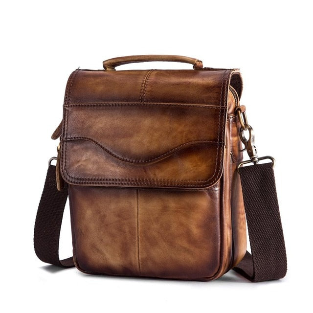 Quality Leather Male Casual Design Shoulder Messenger bag Cowhide Fashion Cross-body Bag 8" Tablet Tote Mochila Satchel 144-b - Shop 24/777