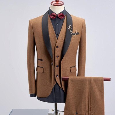 New Arrival One Button Groomsmen Shawl Lapel Groom Tuxedos Men Suits Wedding/Prom Best Blazer ( Jacket+Pants+Vest+Tie)A93