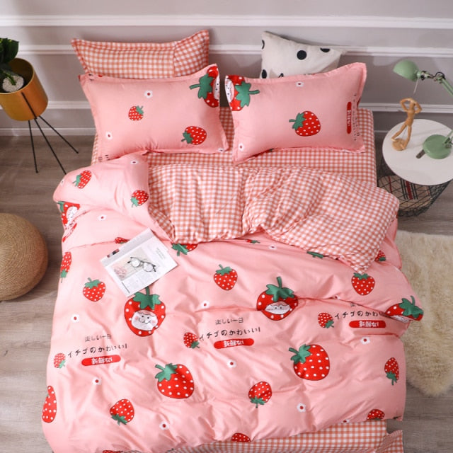 Solstice Home Textile Cyan Cute Cat Kitty Duvet Cover Pillow Case Bed Sheet Boy Kid Teen Girl Bedding Covers Set King Queen Twin