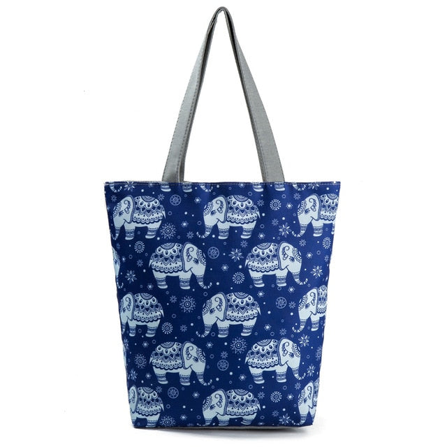 Miyahouse Floral Printed Handbag Women Shoulder Bag Canvas Summer Beach Bag Daily Use Female Shopping Bag Lady