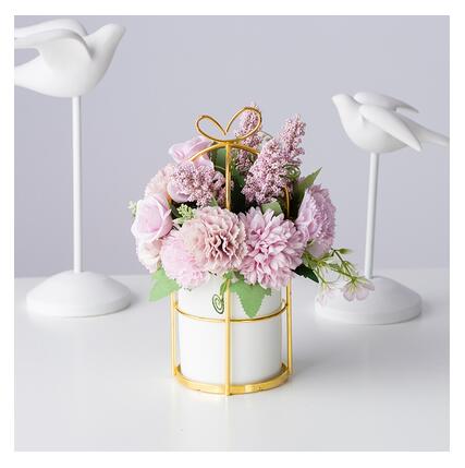 European Ceramic Vase Office Coffee Desktop Artificial Flower Pot Home Furnishing Decoration Crafts Livingroom Table Ornaments