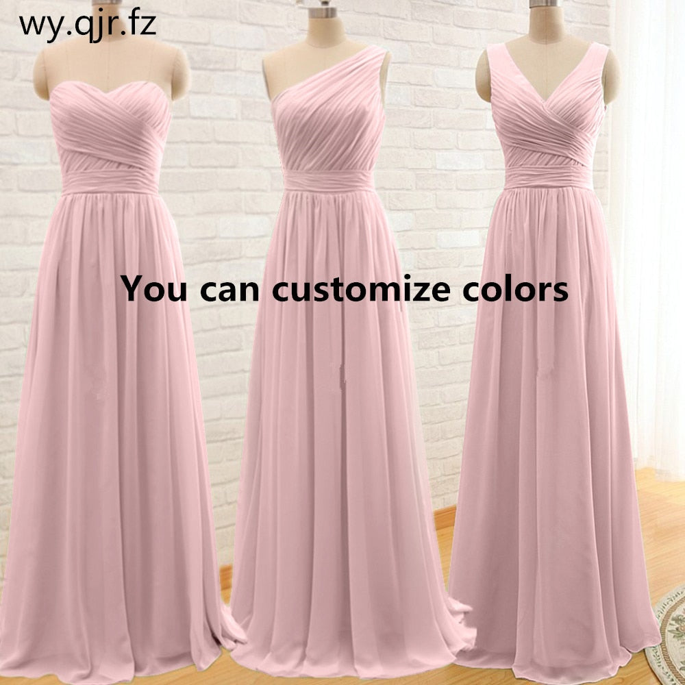 QNZL95F#Custom Colors Long Evening Dresses Pink Green Chiffon Wedding Party Dress Party Gown Wholesale Bride Getting Married