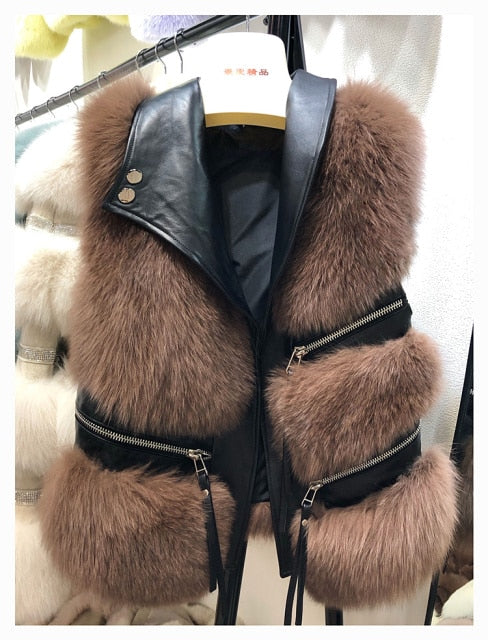 Whole Hide Fox Fur Vest Women's Short Style Thin 2020 New Style for Autumn and Winter Fur Coat Fur Vest Waistcoat