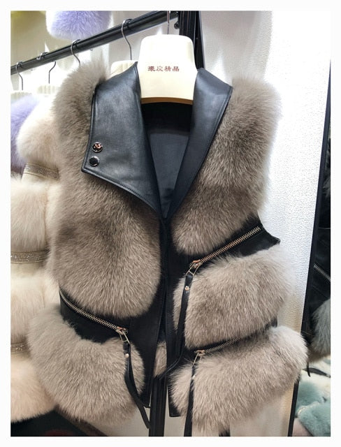 Whole Hide Fox Fur Vest Women's Short Style Thin 2020 New Style for Autumn and Winter Fur Coat Fur Vest Waistcoat