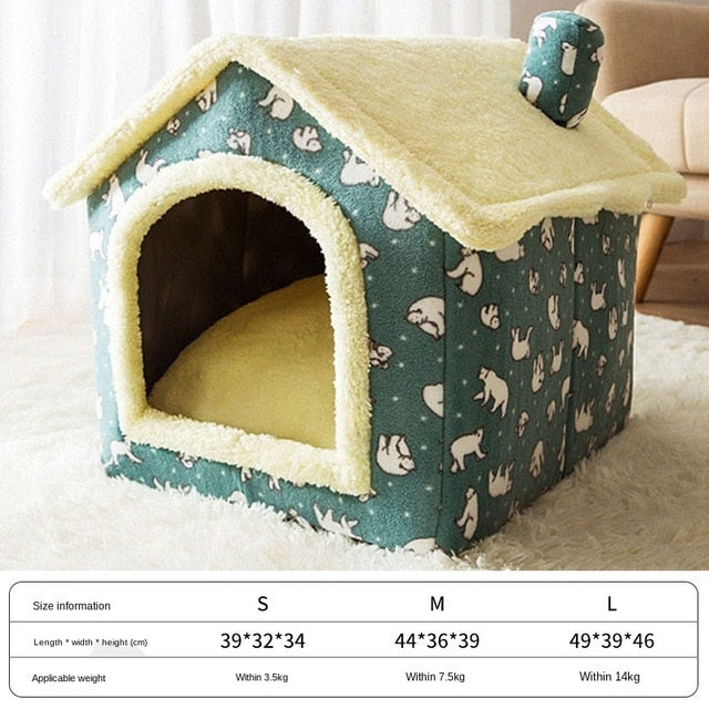 Foldable Deep Sleep Pet Cat House Indoor Winter Warm Cozy Cat Bed for Small Dog Cat Kitten Teddy Comfortable Kennel Pet Supplies