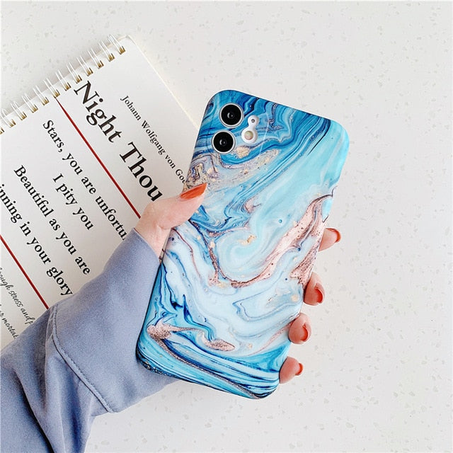 Kowkaka Vintage Marble Phone Case For iPhone 11 Pro Max X XR XS Max 12 Mini 7 8 Plus Luxury Fundas Camera Protection Back Cover
