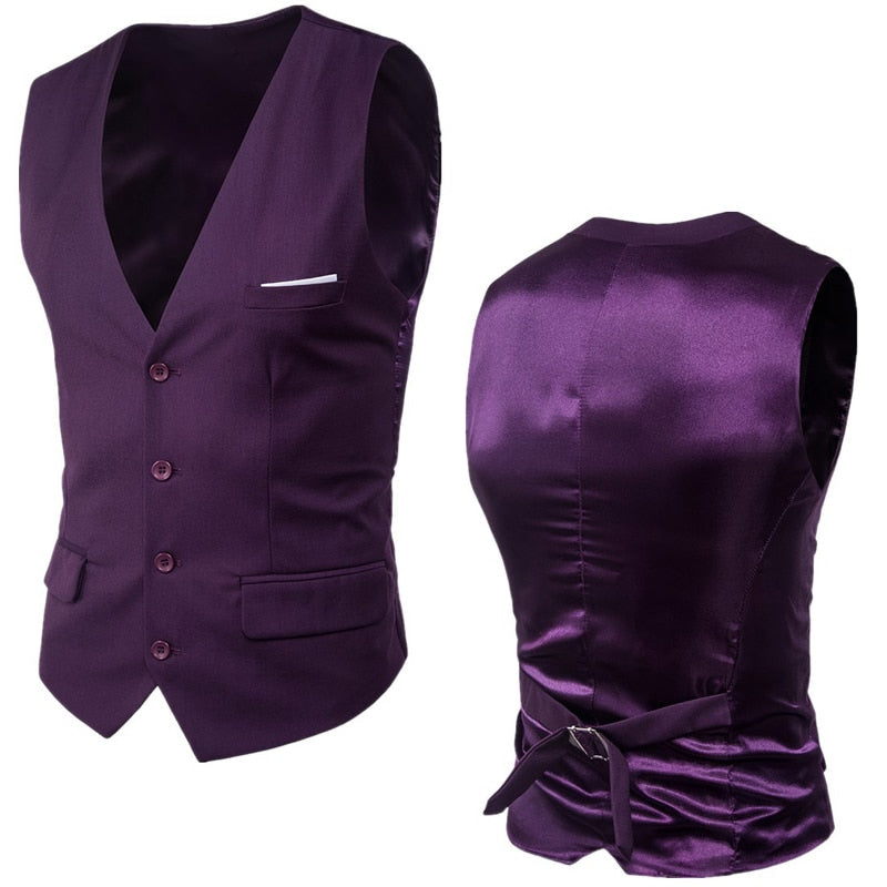 Purple Suit Vest Men 2020 Spring New Slim Fit Sleeveless Vest Waistcoat Mens Formal Business Wedding Dress Vests Chaleco Hombre