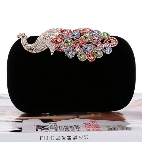 Velvet luxury women evening bags rhinestones flower small day clutch party diamonds lady dress shoulder chain handbags for purse