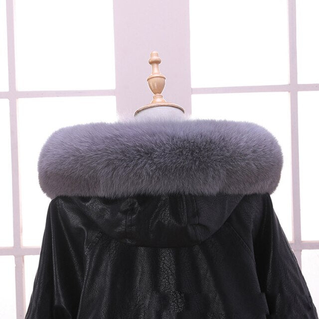 100% Real Fox Fur Collar Coat Fur Hat Strip Winter Coat Jacket Fur Collar For Women Female Neck Cap Long Warm Genuine Fur Scarf