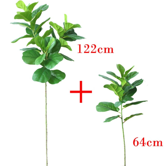 55-122cm Tropical Plants Large Artificial Ficus Tree Branch Real Touch Banyan Tree Fake Palm Leaves For Home Garden Office Decor - Shop 24/777