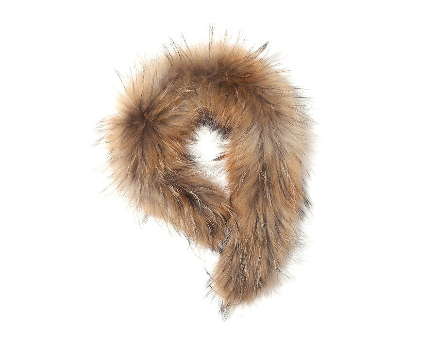 Harppihop*2021 Real Fur Collar 100% Genuine Raccoon Fur Scarf 70cm Fur Trim of Down Coat Fur Strip/Hooded
