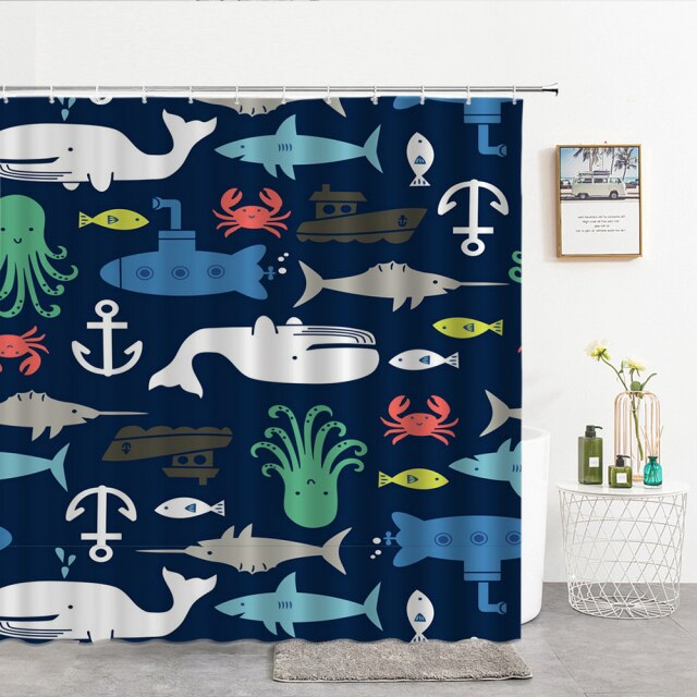 Cartoon Animals Bathroom Curtains Shower Curtain lovely Childs With Hooks Waterproof Polyester Home 180*200 Bathing Curtain