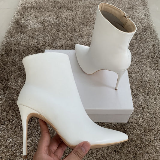 Women's Leather Ankle Boots Dress High Heels Shoe Woman Winter Boot Ladies Chaussure High Heel Shoes Snow Boots Women