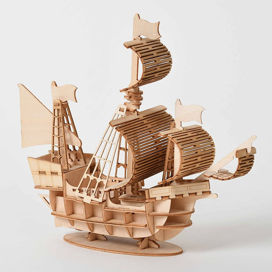 Laser Cutting DIY Sailing Ship Train Airplane Toys 3D Wooden Puzzle Toy Assembly Model Kits Desk Decoration for Children Kids