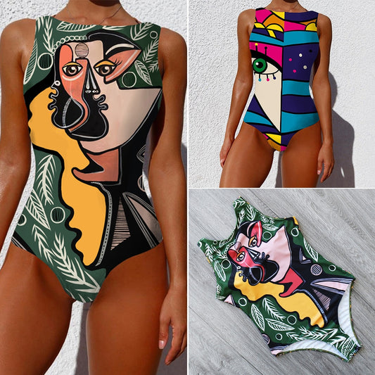 Sexy Print One Piece 2020 Swimsuit Closed Large Size Swimwear Push Up Women Flower Vintage Body Swim Beach Pool Bathing Suit