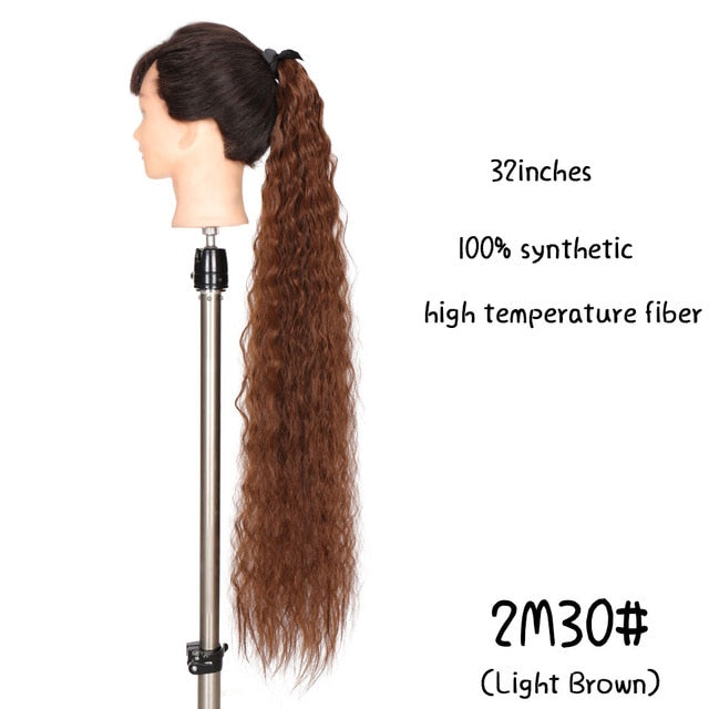 MSTN 30-Inch Synthetic Hair Fiber Heat-Resistant Straight Hair With Ponytail Fake Hair Chip-in Hair Extensions Pony Tail Wig