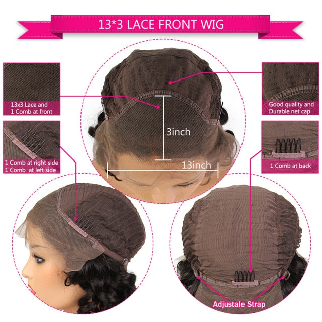 Yomagic Hair Body Wave Lace Front Wigs for Women Black Color Synthetic Hair Glueless Lace Wigs with Natural Hairline