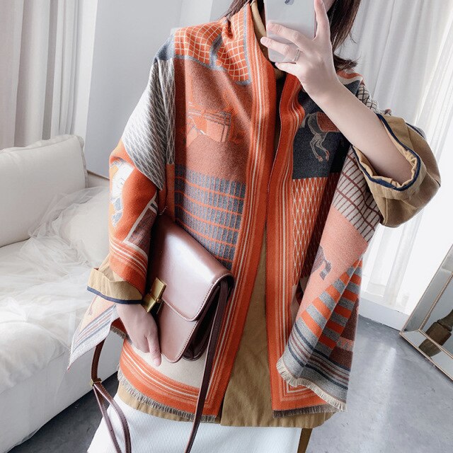 2019 Luxury Cashmere Scarf For Women Winter Poncho Pashmina Shawl Warm Scarfs Female Long Shawls and Wraps Neck Scarves For Lady