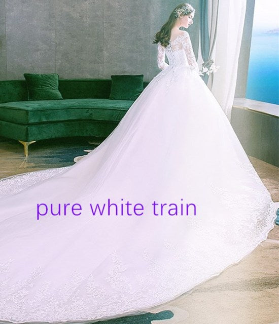 New Romantic Sweet Elegant Luxury Long Lace Princess Wedding Dress With Sleeves Appliques Celebrity Bride Gown Vestidos De Noiva