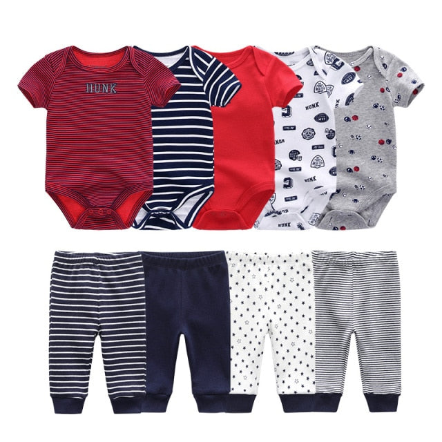 Baby Boy Clothes Solid Bodysuits+Pants Clothing Sets 0-12M Baby Boy Girl Clothes Unisex Newborn Baby Cotton Roupa de bebe ropa - Shop 24/777