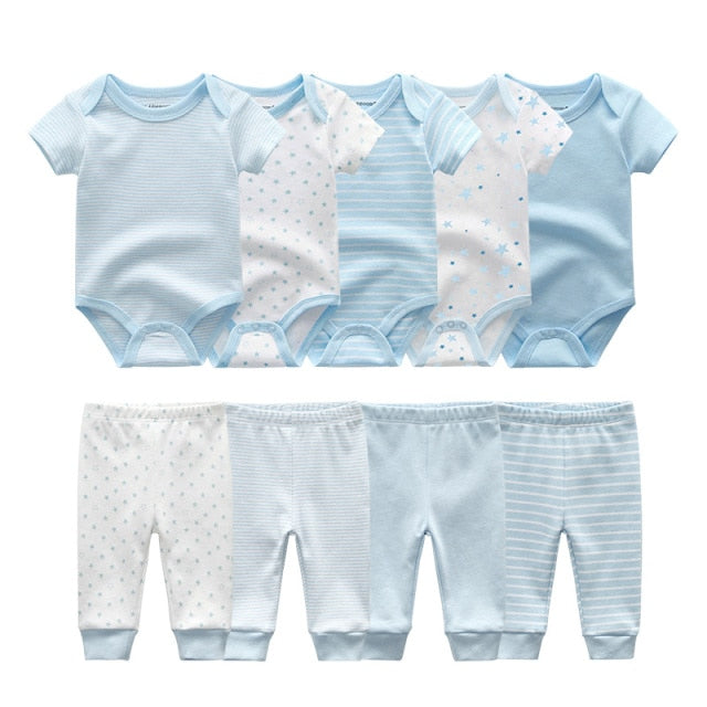 Baby Boy Clothes Solid Bodysuits+Pants Clothing Sets 0-12M Baby Boy Girl Clothes Unisex Newborn Baby Cotton Roupa de bebe ropa - Shop 24/777