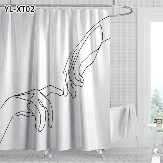 Cartoon Curtain Simple Figure Printed Shower Curtains Bath Products Bathroom Decor with Hooks Mildew Proof Polyester Bath Screen
