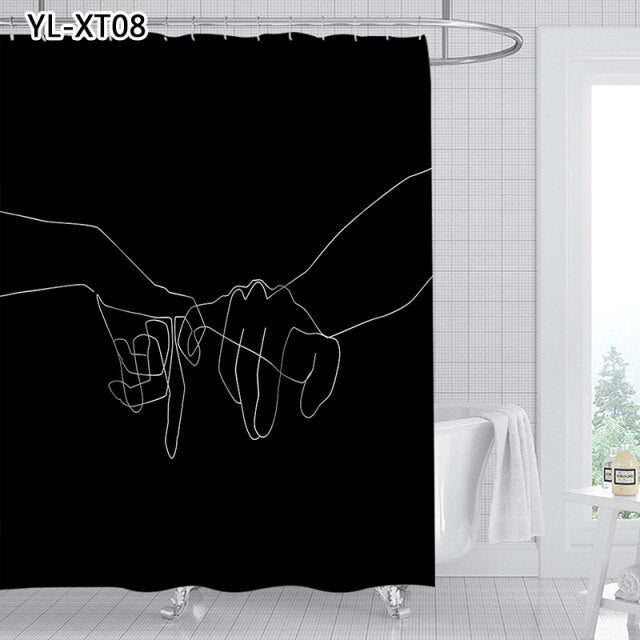 Cartoon Curtain Simple Figure Printed Shower Curtains Bath Products Bathroom Decor with Hooks Mildew Proof Polyester Bath Screen