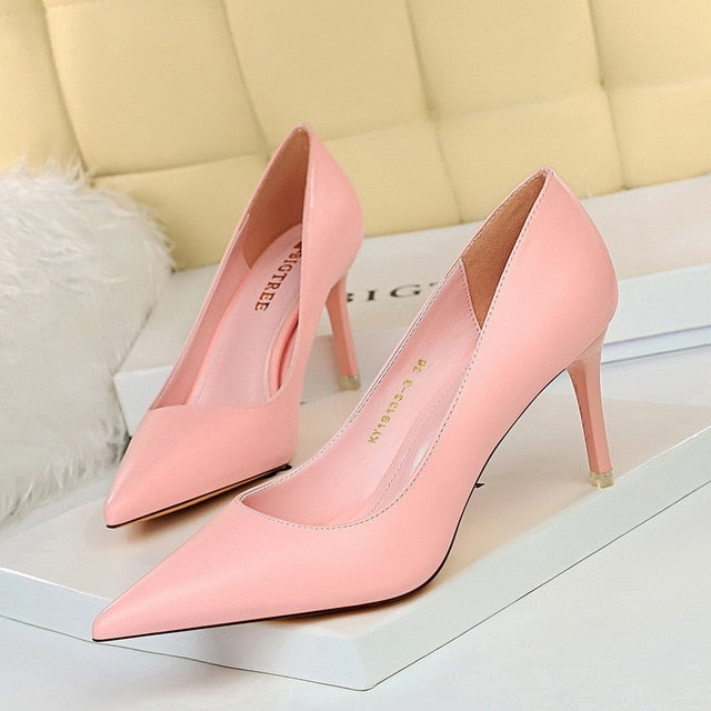 BIGTREE Shoes Women Pumps Fashion High Heels Shoes Black Pink White Shoes Women Wedding Shoes Ladies Stiletto Women Heels 2021