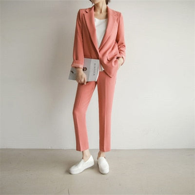 2 piece set women Suit female The new career suit female 2021 autumn long - sleeved small suit jacket trousers casual OL suit