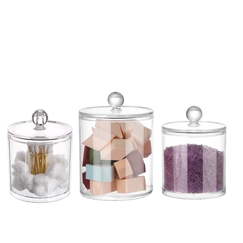 Makeup Organizer Storage Box Bathroom Accessories Cotton Swab Bath Salt Cotton Ball  Acrylic Storage Tank Transparent Plastic