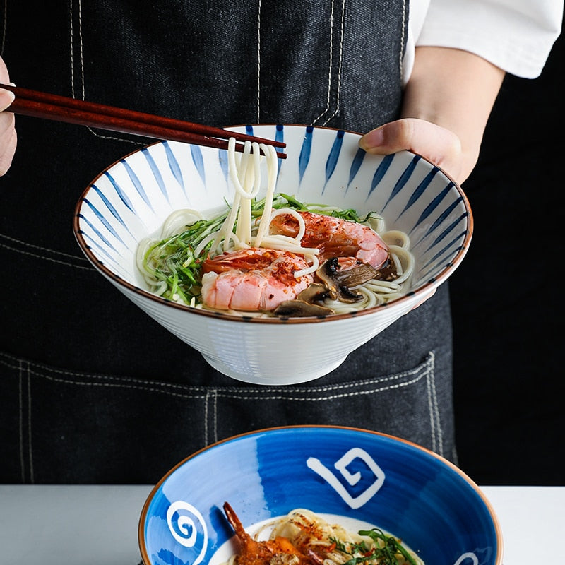 8 Inch Japanese Ramen Bowl Salad Rice Pasta Bowl Fruit Soup Bowl Ramen Noodle Bowl Microwave Ceramic Dinnerware