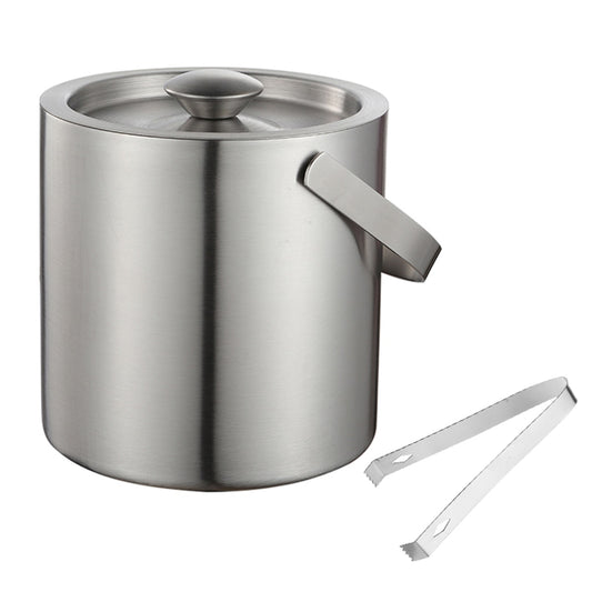 130ml Ice Bucket Set Stainless Steel Ice Container Double Walled Ice Bucket Container with Tongs Tweezer LidDrink Cooler