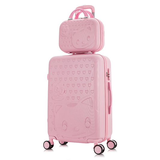 20''24/28‘’Travel suitcase on wheels Trolley luggage set cartoon Cat rolling luggage Women carry ons suitcase cabin trolley case