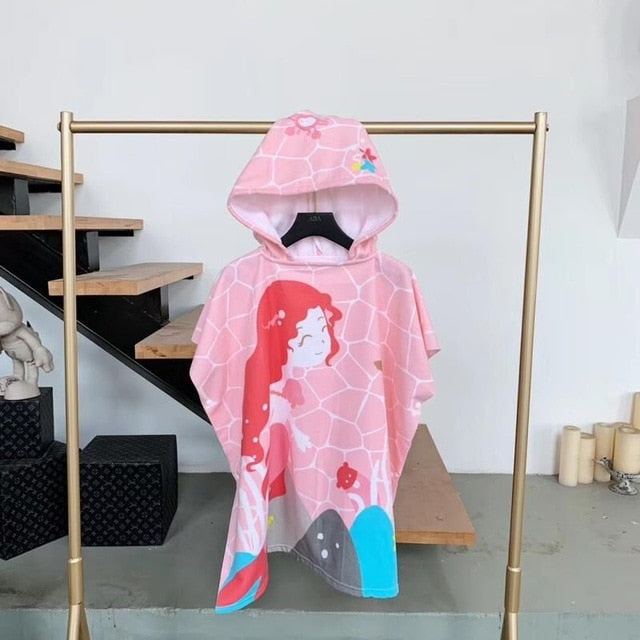 Towel Poncho for Children Gym Sports Hooded Unicorn Mermaid Bathrobe Kids Surf Pool Changing Robe Baby Girl Boy Swimming Towels