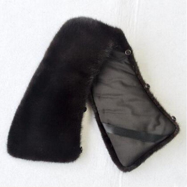 ZDFURS*100% Genuine Real Mink Fur Collar Men Winter Coat Scarf Accessory Women Jacket Fur Collar Black Coffee