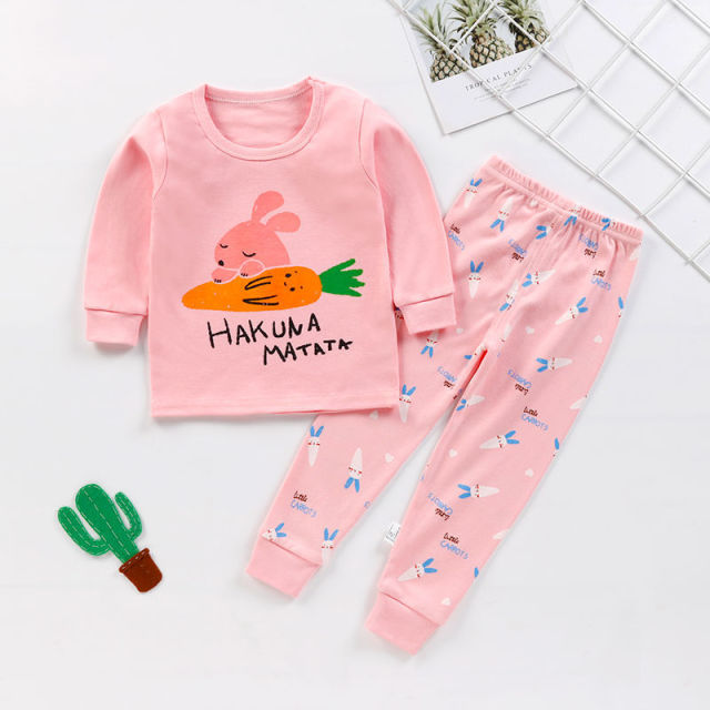 O-Neck Children Pajamas Baby Clothing Set Kids Cartoon Sleepwear Autumn Cotton Nightwear Boys Girls Animal Pyjamas Pijamas Set