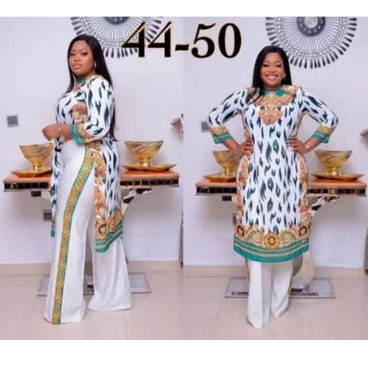 2021 Dashiki African New Fashion Suit (Dress and Trousers)  For Lady(CPTZ11)