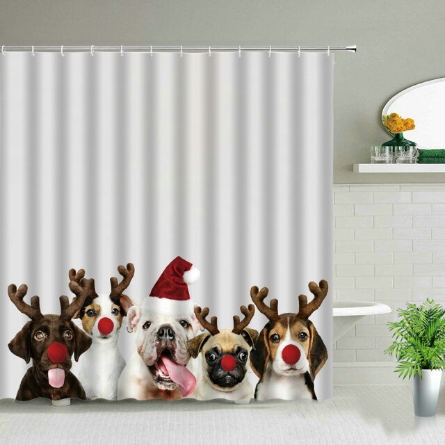 Cute Animal Cat Dog Shower Curtain Set 3d Waterproof Child Bathroom Curtains Polyester Fabric Home Bathroom Decor With Hooks