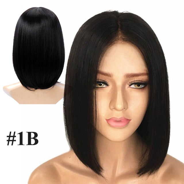 AIYEE Short Straight Brazilian Wig Synthetic Middle Part Hair Wigs Full Head for Black Women Heat Resistant Wig for Women
