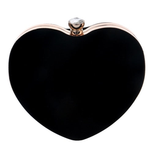 Red Heart Design Women Clutch Small Diamonds Golden Velvet Evening Bags Party Wedding Handbags Purse For Female