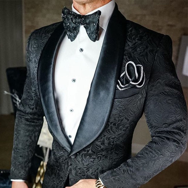 2021 Men Black Velvet Double Breasted Blazer Wedding Groom Suit Dot Peaked Lapel Tuxedo For Men Wedding Suits Prom Best Man Suit
