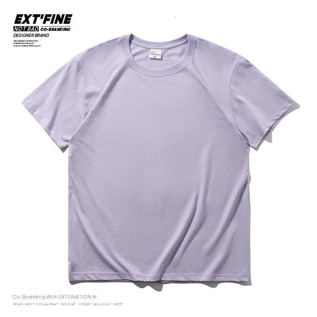 Extfine 100% Combed Cotton Short Sleeve T-shirt Men 2021 Summer Casual Tshirt Women Basic Harajuku Soft T Shirt Tops Tee