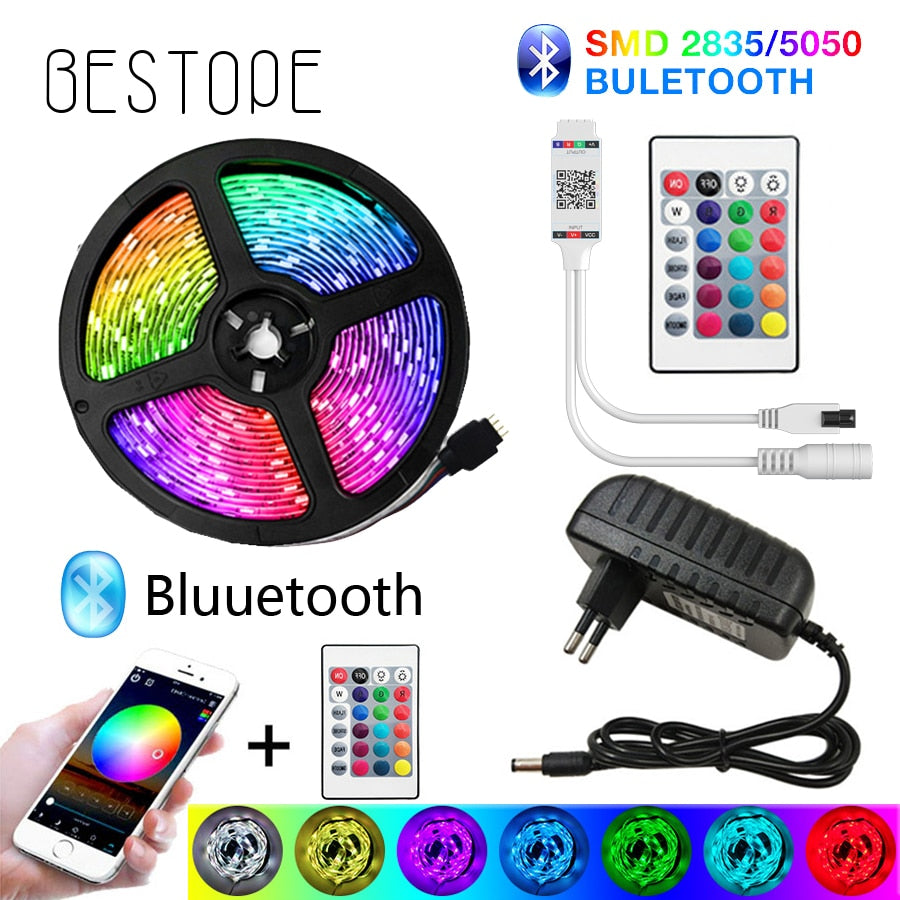 BESTOPE Bluetooth LED Strip Lights 20M RGB 5050 SMD Flexible Ribbon Waterproof RGB LED Light 5M 10M Tape Diode DC 12V Control
