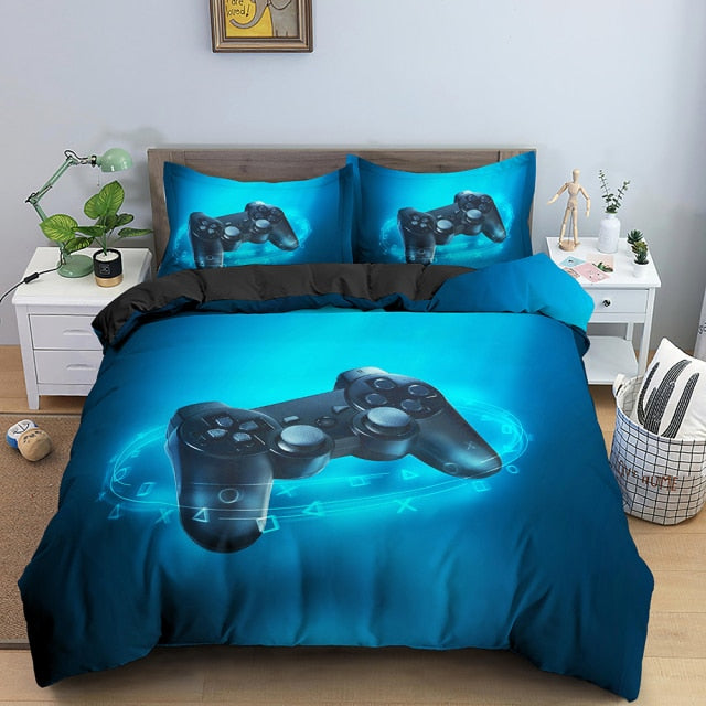 2/3 Pcs Gamer Duvet Cover Set Cartoon Bedding Kids Boys Girls Bed Set Game Quilt Cover Comforter Cover Gamer Bedding Set